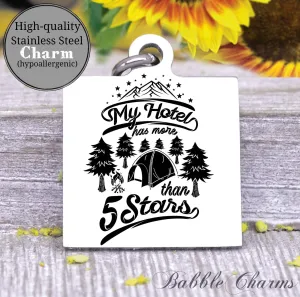 My hotel has more than 5 stars, camping, stars, camping charm, Steel charm 20mm very high quality..Perfect for DIY projects
