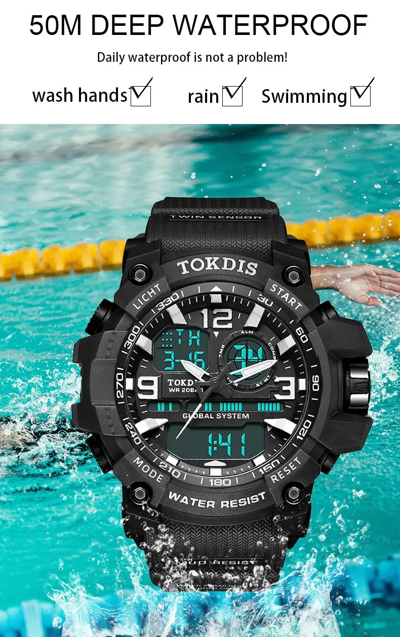 New Digital Men Military Watch 50m Waterproof Wristwatch LED Quartz Clock Sport Watch Male Big Watches Men Relogios Masculino