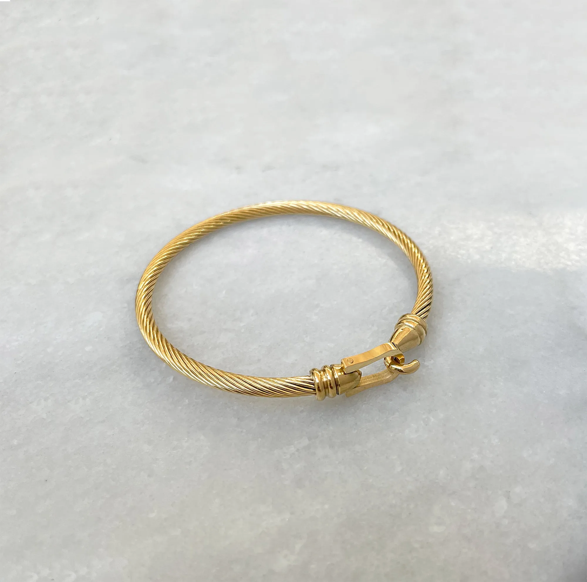 NICOLETTE GOLD CABLE BUCKLE CUFF BRACELET