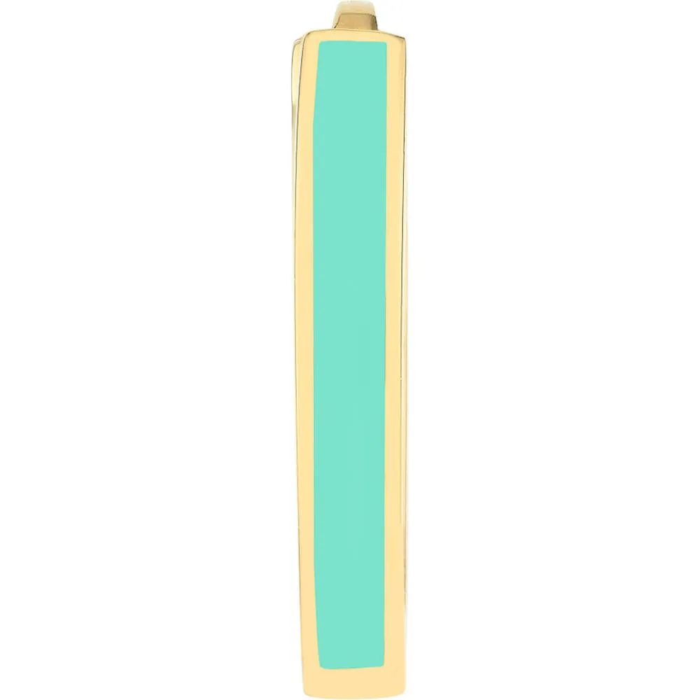 Olas d'Oro - 14K Yellow Gold Turquoise Enamel Baby Hoop Earrings with Snap-Lock Clasp