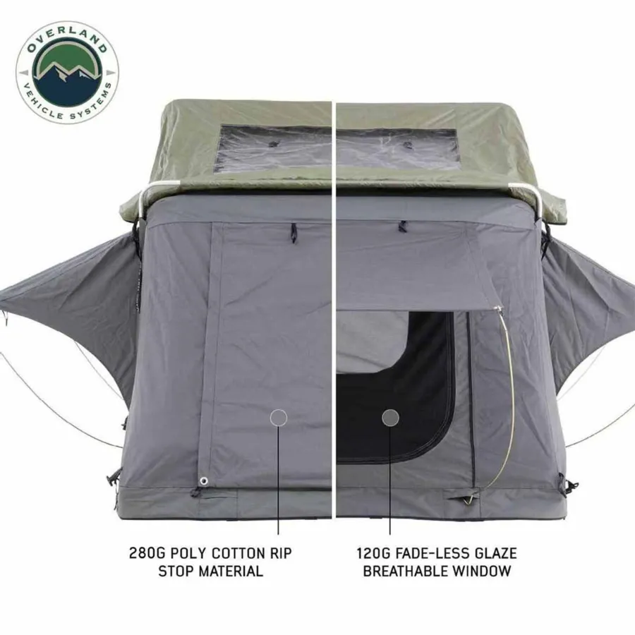 OVS HD Nomadic 2 Extended Soft Shell Roof Top Tent, Grey Body & Green Rainfly