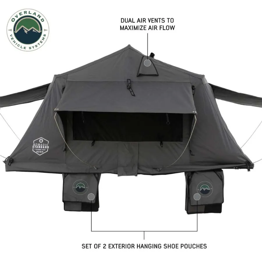 OVS HD Nomadic 2 Standard Soft Shell Roof Top Tent, Grey Body & Green Rainfly