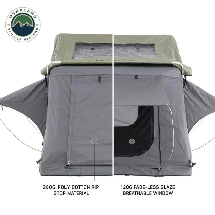 OVS HD Nomadic 2 Standard Soft Shell Roof Top Tent, Grey Body & Green Rainfly