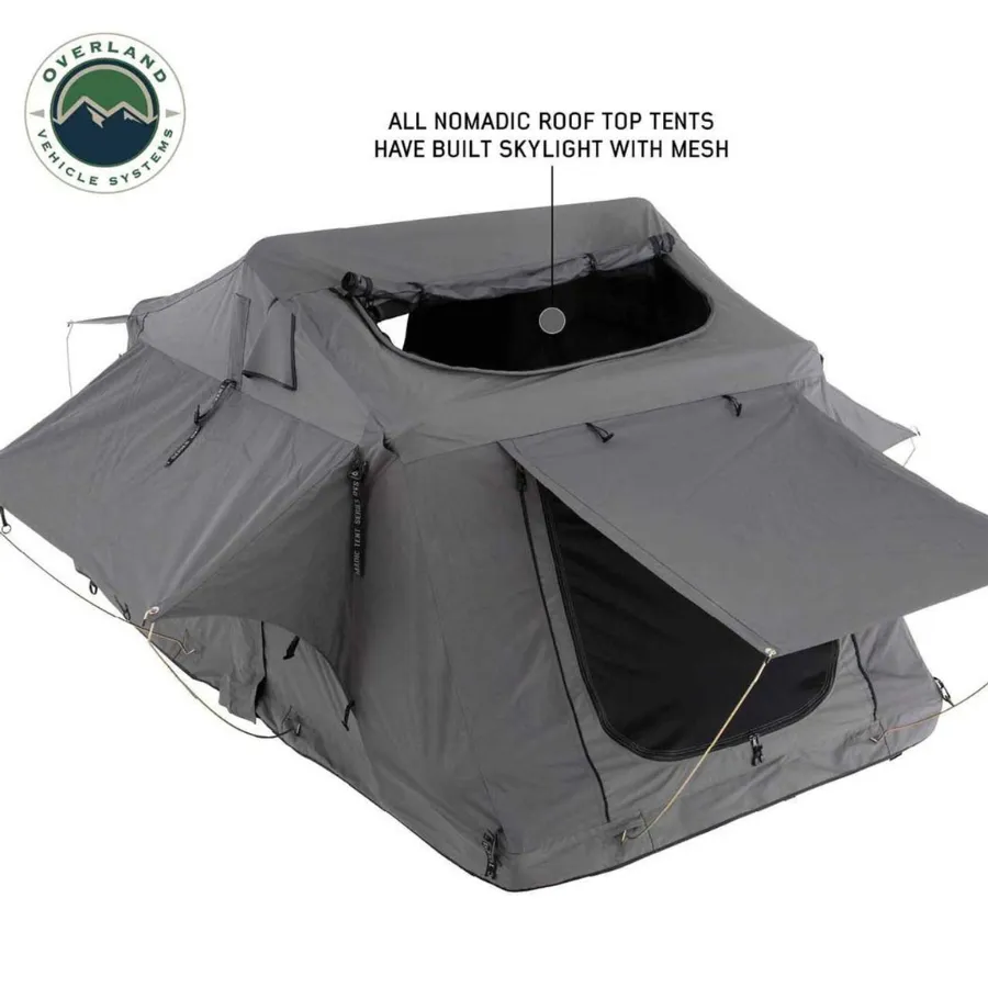 OVS HD Nomadic 2 Standard Soft Shell Roof Top Tent, Grey Body & Green Rainfly