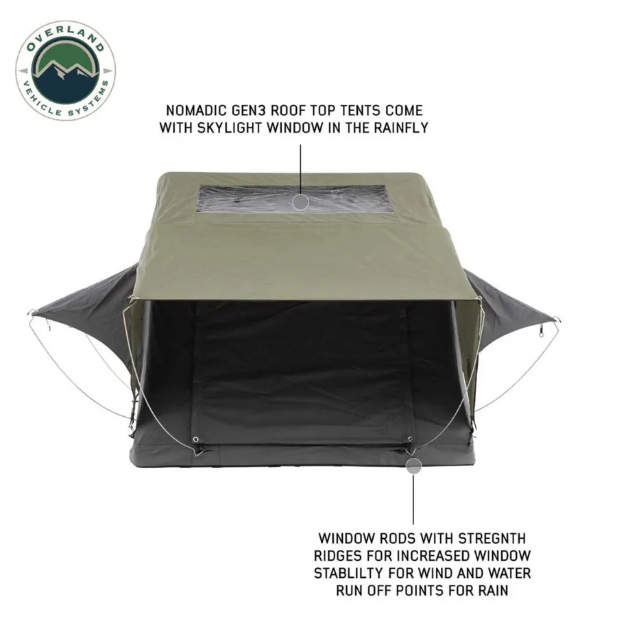 OVS HD Nomadic 2 Standard Soft Shell Roof Top Tent, Grey Body & Green Rainfly