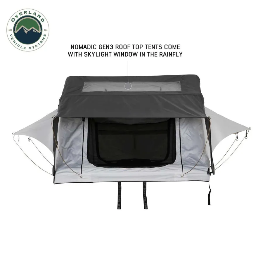 OVS HD Nomadic 3 Arctic White Extended Soft Shell Roof Top Tent, White Body Dark Grey Rainfly