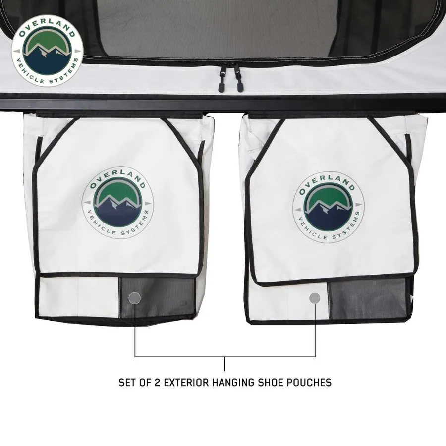 OVS HD Nomadic 3 Arctic White Extended Soft Shell Roof Top Tent, White Body Dark Grey Rainfly