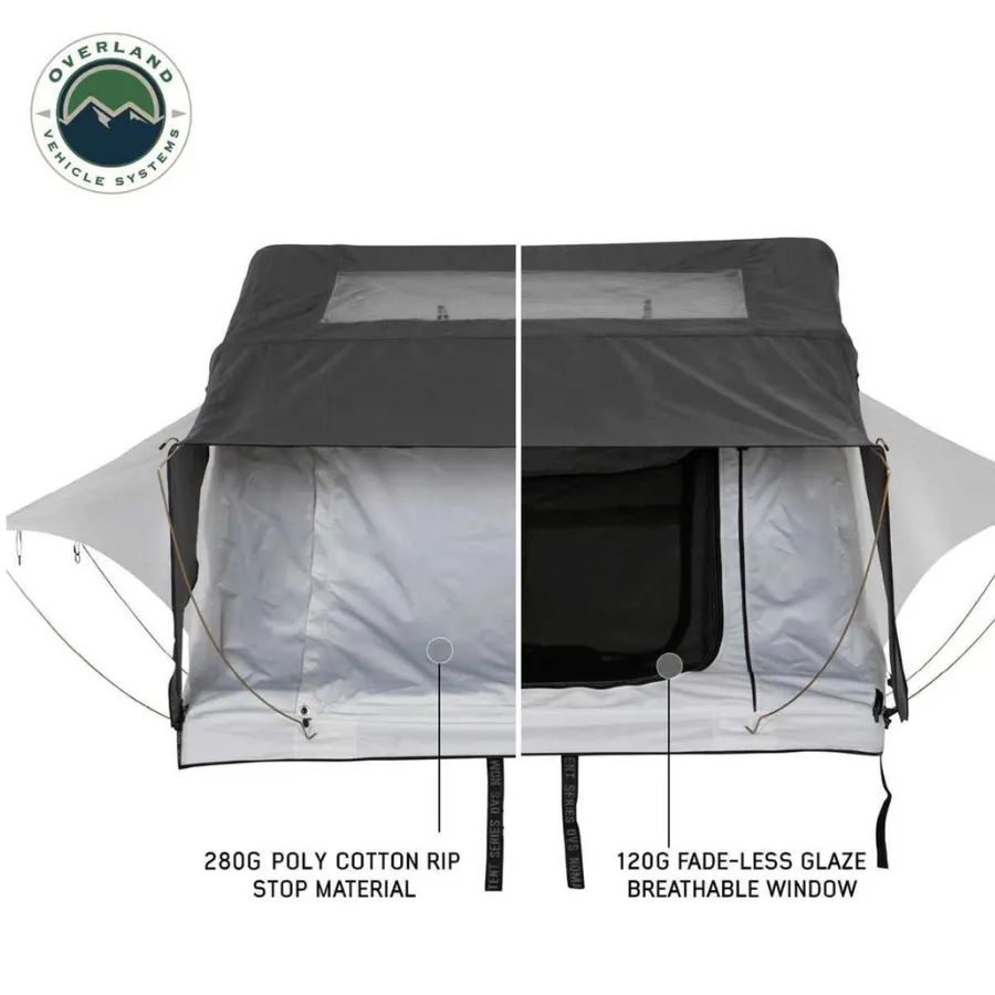OVS HD Nomadic 3 Arctic White Extended Soft Shell Roof Top Tent, White Body Dark Grey Rainfly