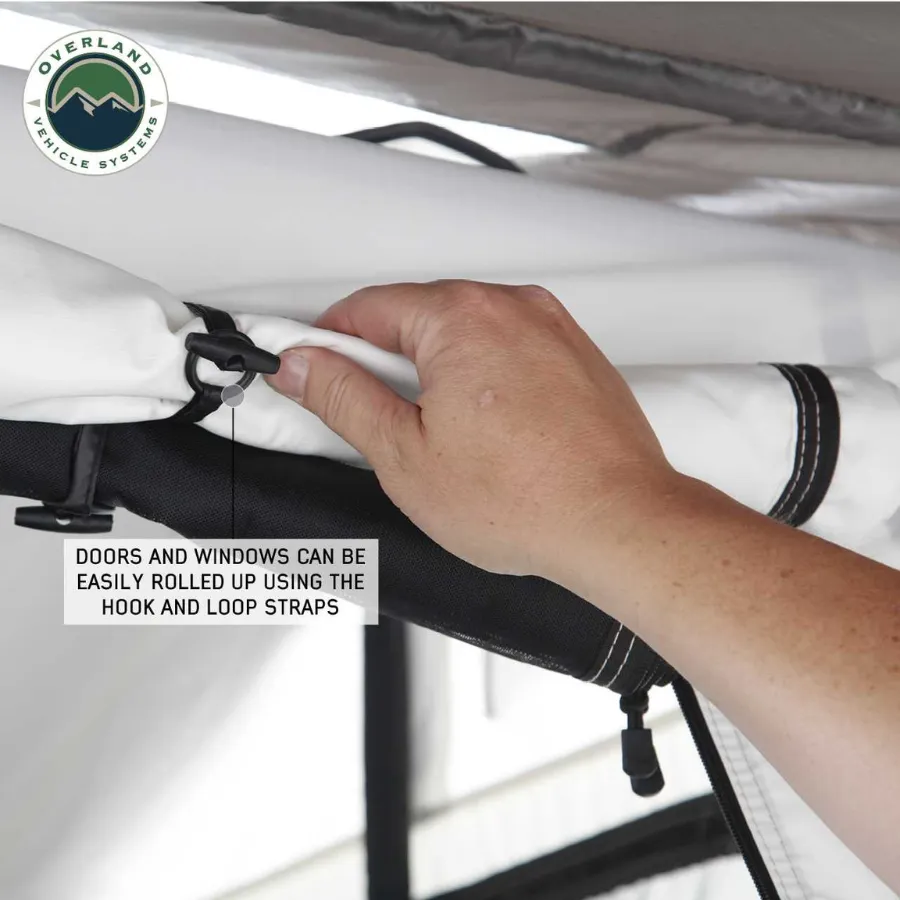OVS HD Nomadic 3 Arctic White Extended Soft Shell Roof Top Tent, White Body Dark Grey Rainfly