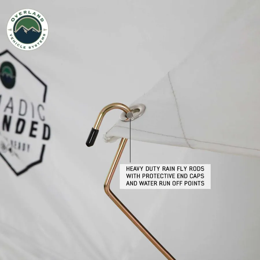 OVS HD Nomadic 3 Arctic White Extended Soft Shell Roof Top Tent, White Body Dark Grey Rainfly