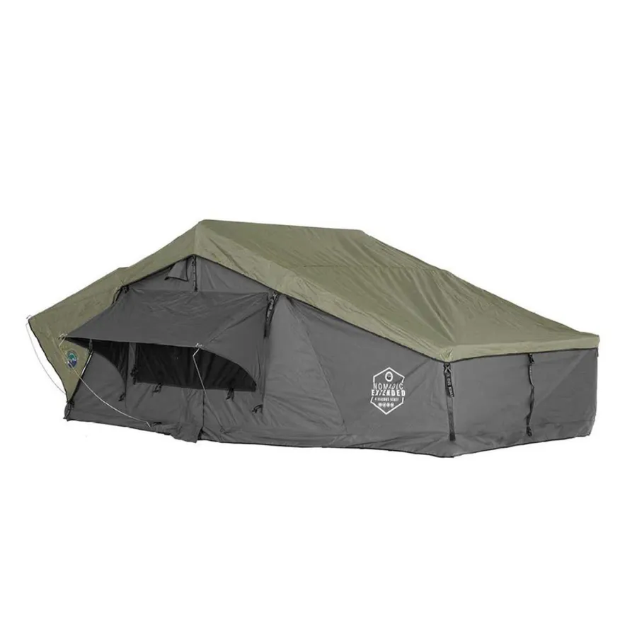 OVS HD Nomadic 3 Extended Soft Shell Roof Top Tent, Grey Body & Green Rainfly