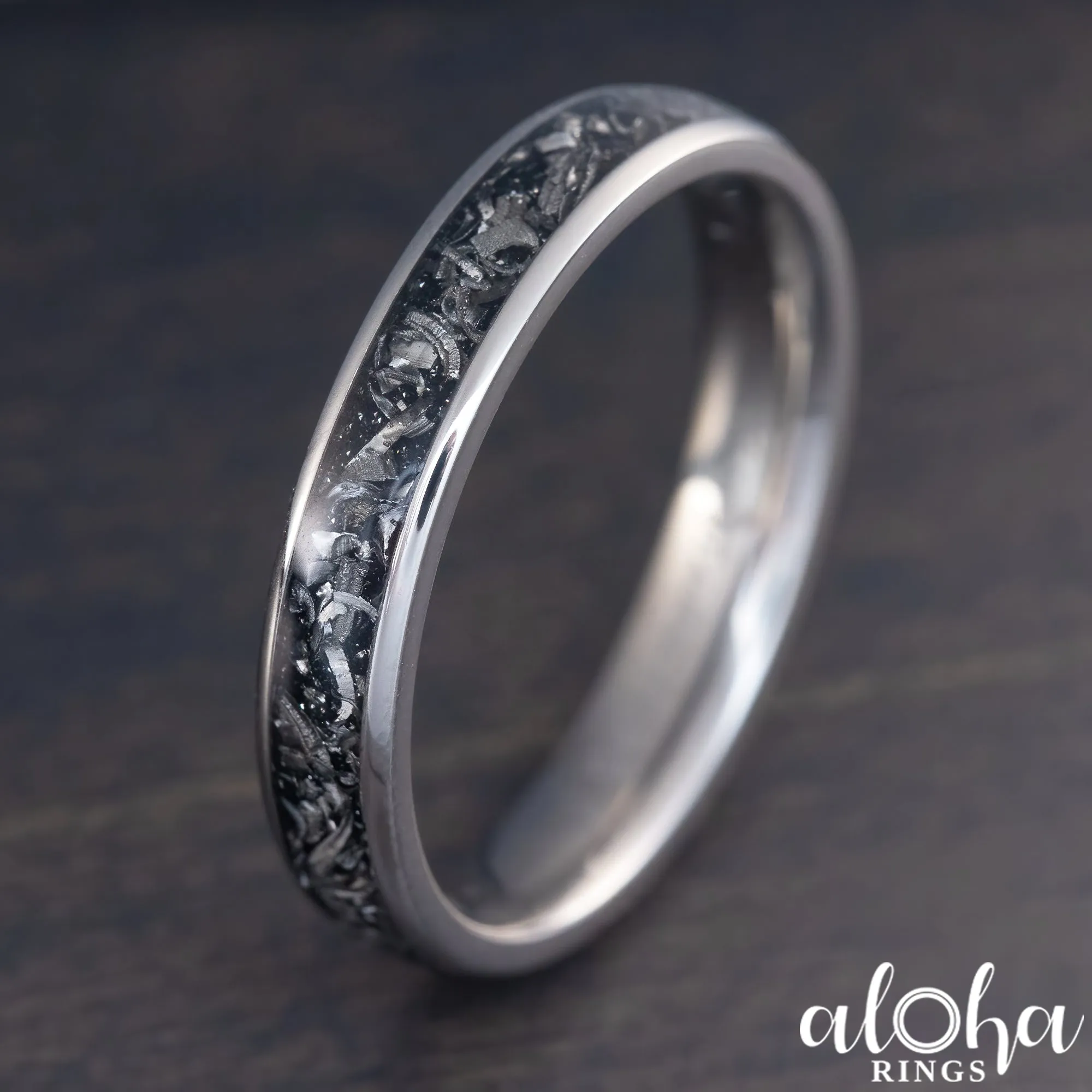 Pair of Titanium Rings [4&6mm widths] Meteorite