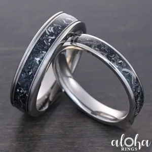 Pair of Titanium Rings [4&6mm widths] Meteorite