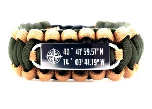 Personalized Coordinates 550 Paracord Bracelet with Engraved Stainless Steel ID Tag