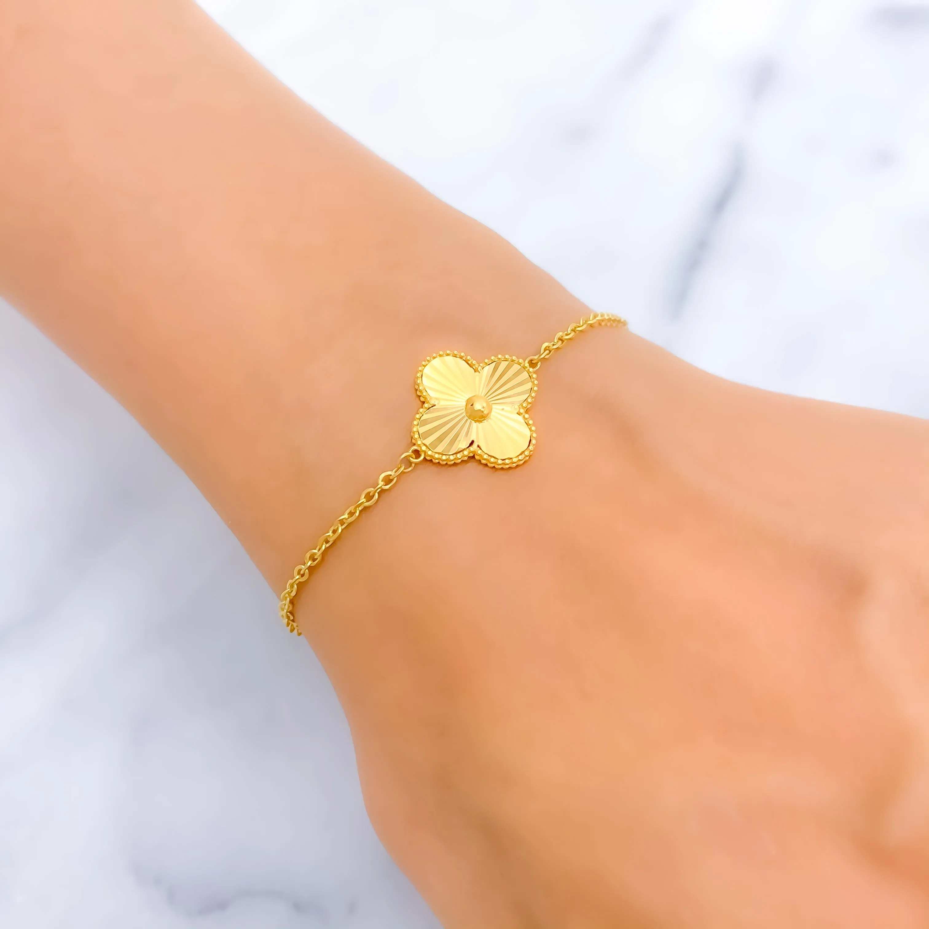 Petite Blooming Flower 21k Gold Bracelet