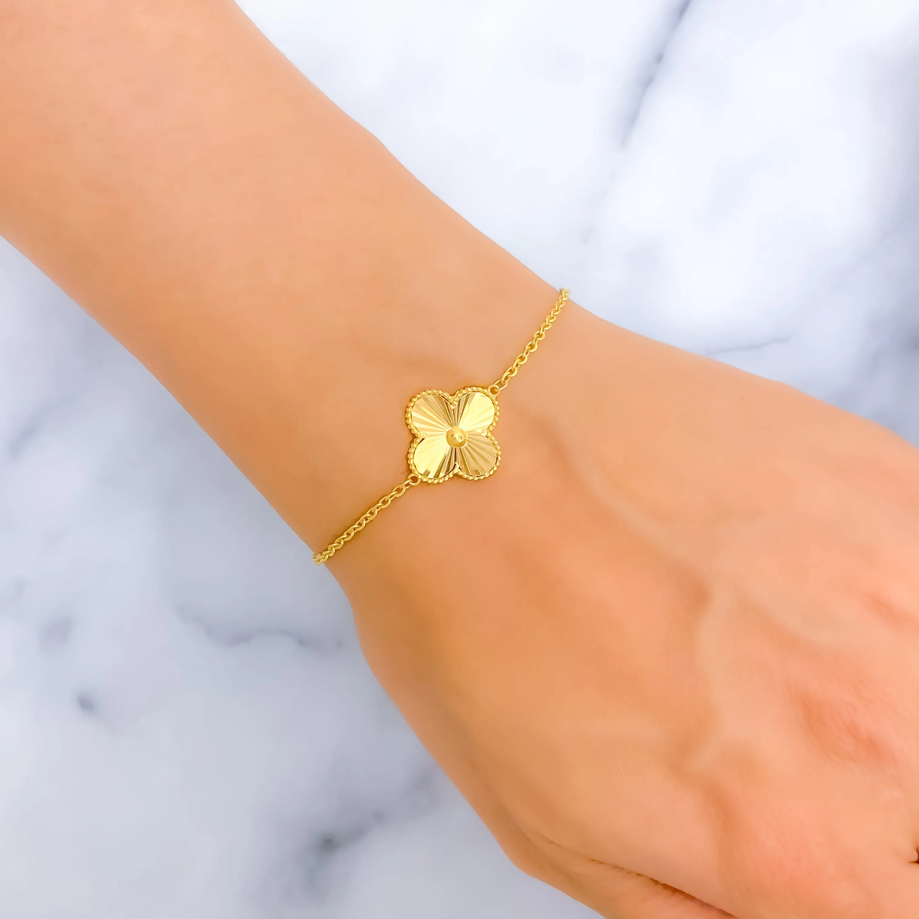 Petite Blooming Flower 21k Gold Bracelet