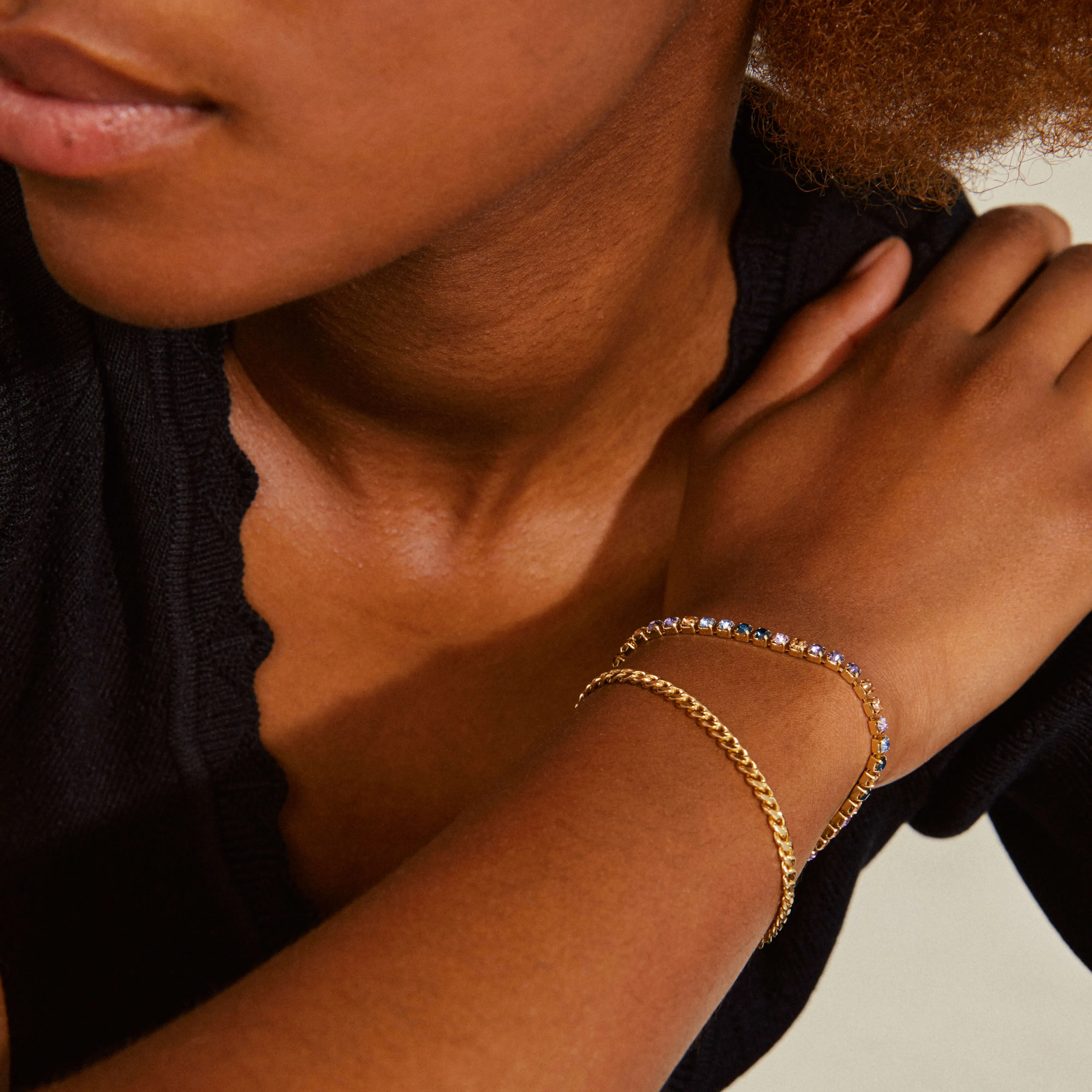 Pilgrim Reign Gold & Blue Double Bracelet