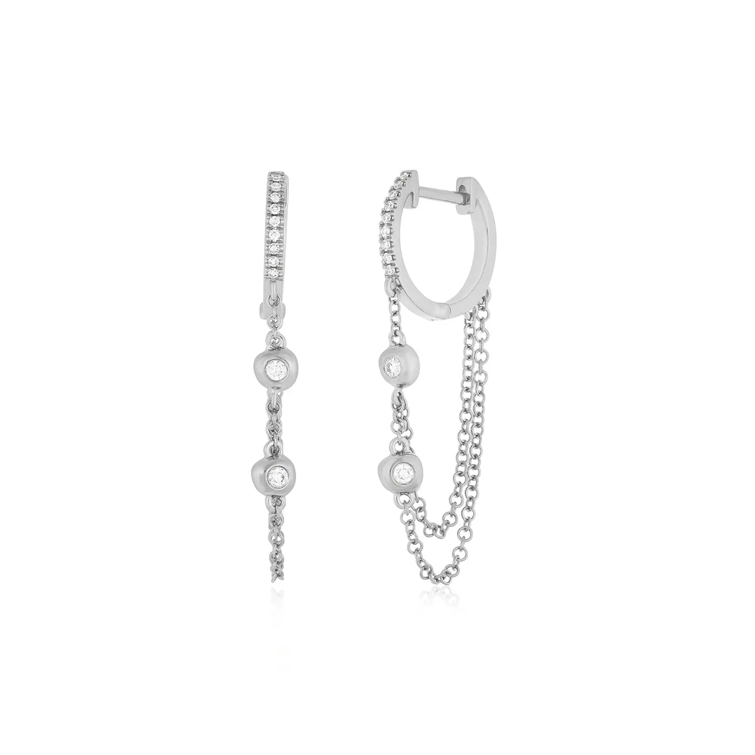 Pillow Chain Diamond Mini Huggie Earring