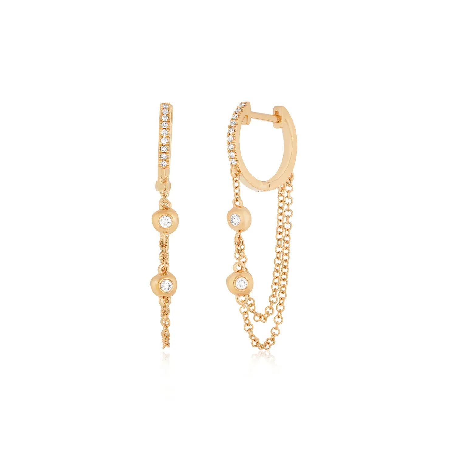 Pillow Chain Diamond Mini Huggie Earring