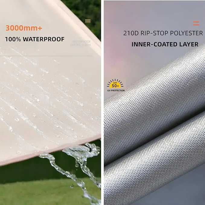 Puraville Camping Tarp Waterproof, Hammock Rain Fly Tent Tarp - 10 10 ft Rectangle Lightweight Camping Tarps, Portable Rain Fly for Camping Backpacking (Khaki)