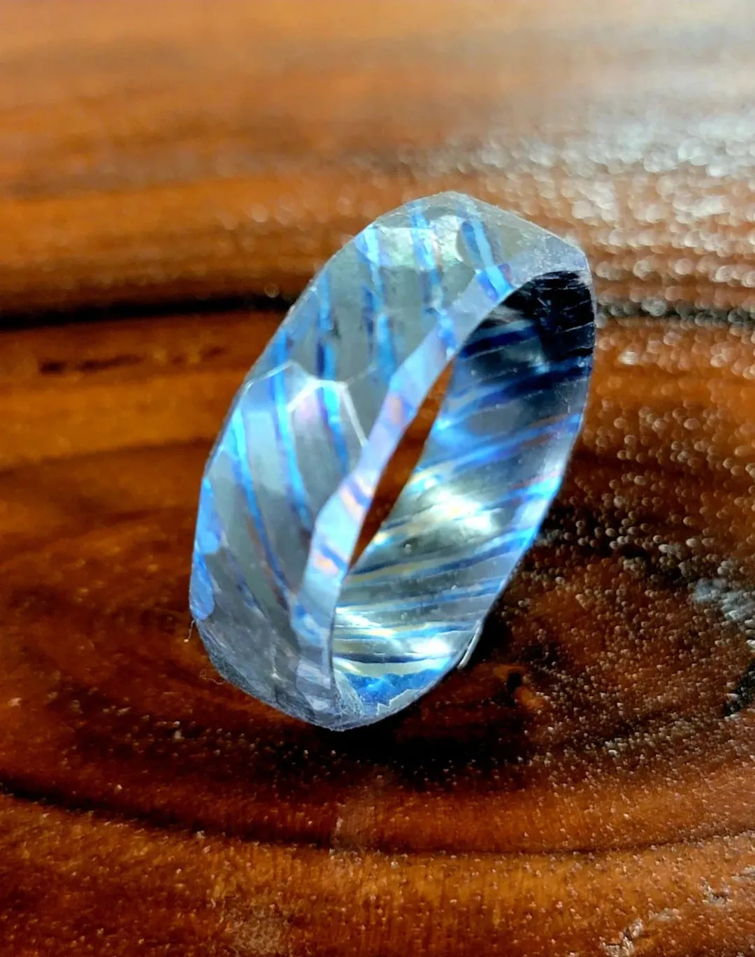 "The Thor 2.0" Double Layer Zirconium Titanium Damascus Welded Faceted Ring