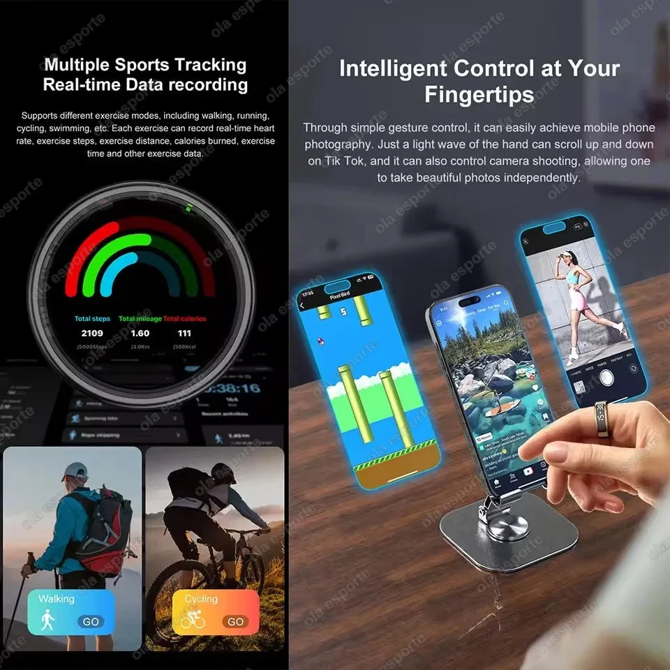 R12 Smart Ring – Touch Display, Health Monitor & Waterproof