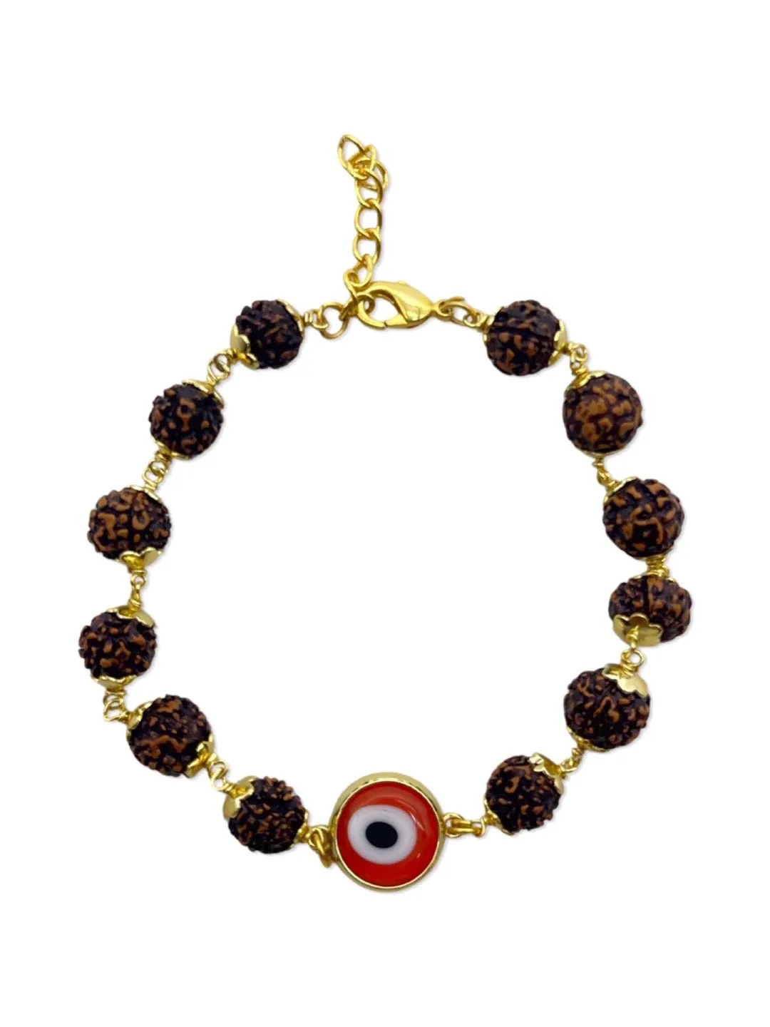 Red Color Evil Eye Mens Rudraksha Bracelet