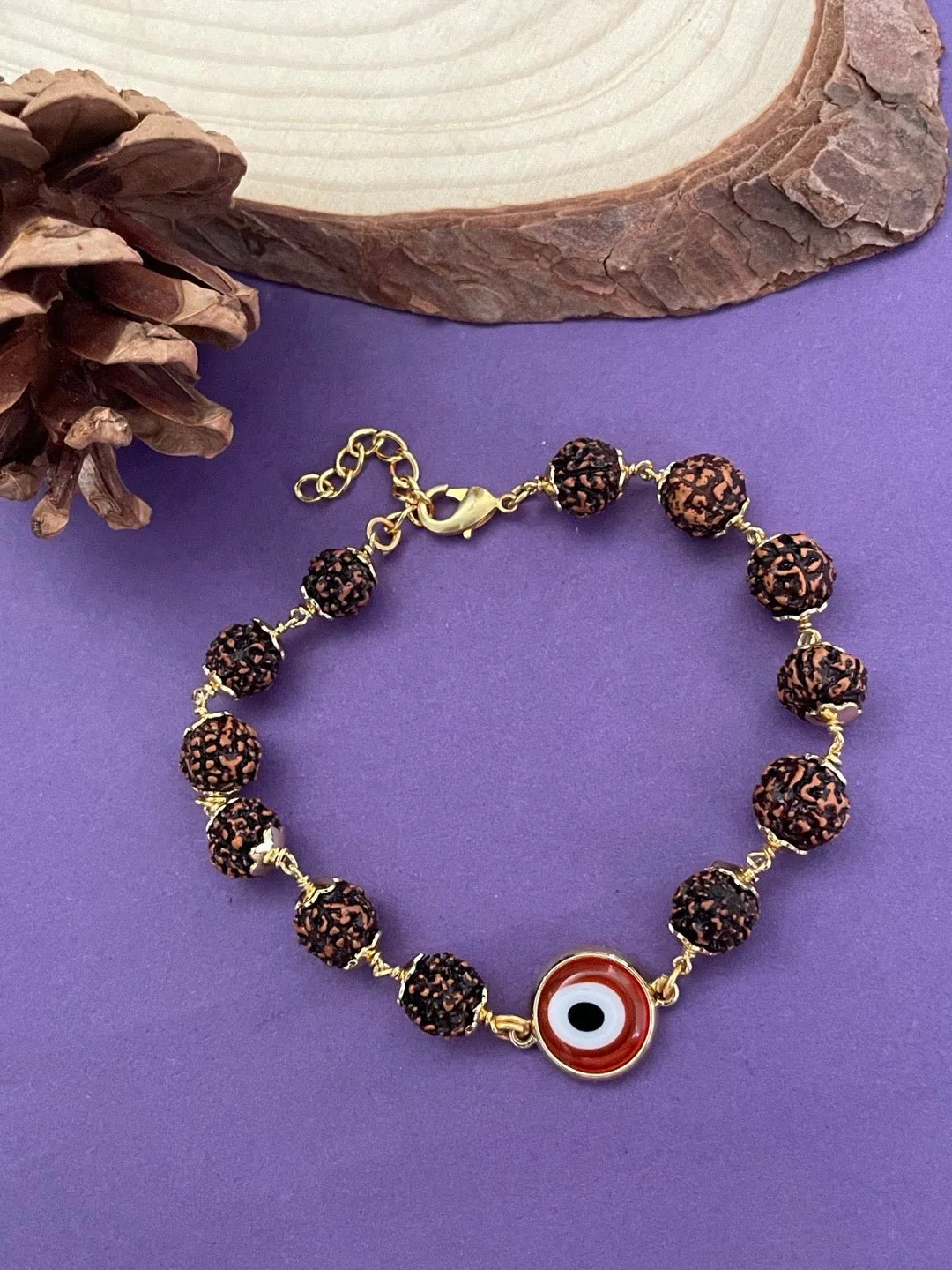 Red Color Evil Eye Mens Rudraksha Bracelet
