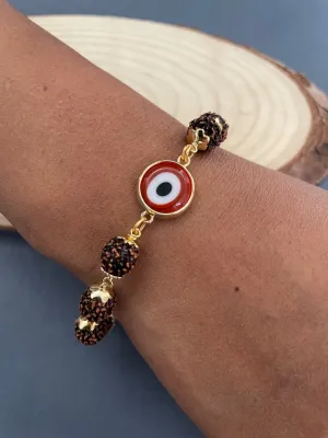 Red Color Evil Eye Mens Rudraksha Bracelet