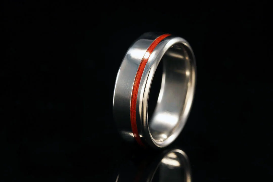 REDHEART WOOD TITANIUM OFFSET RING