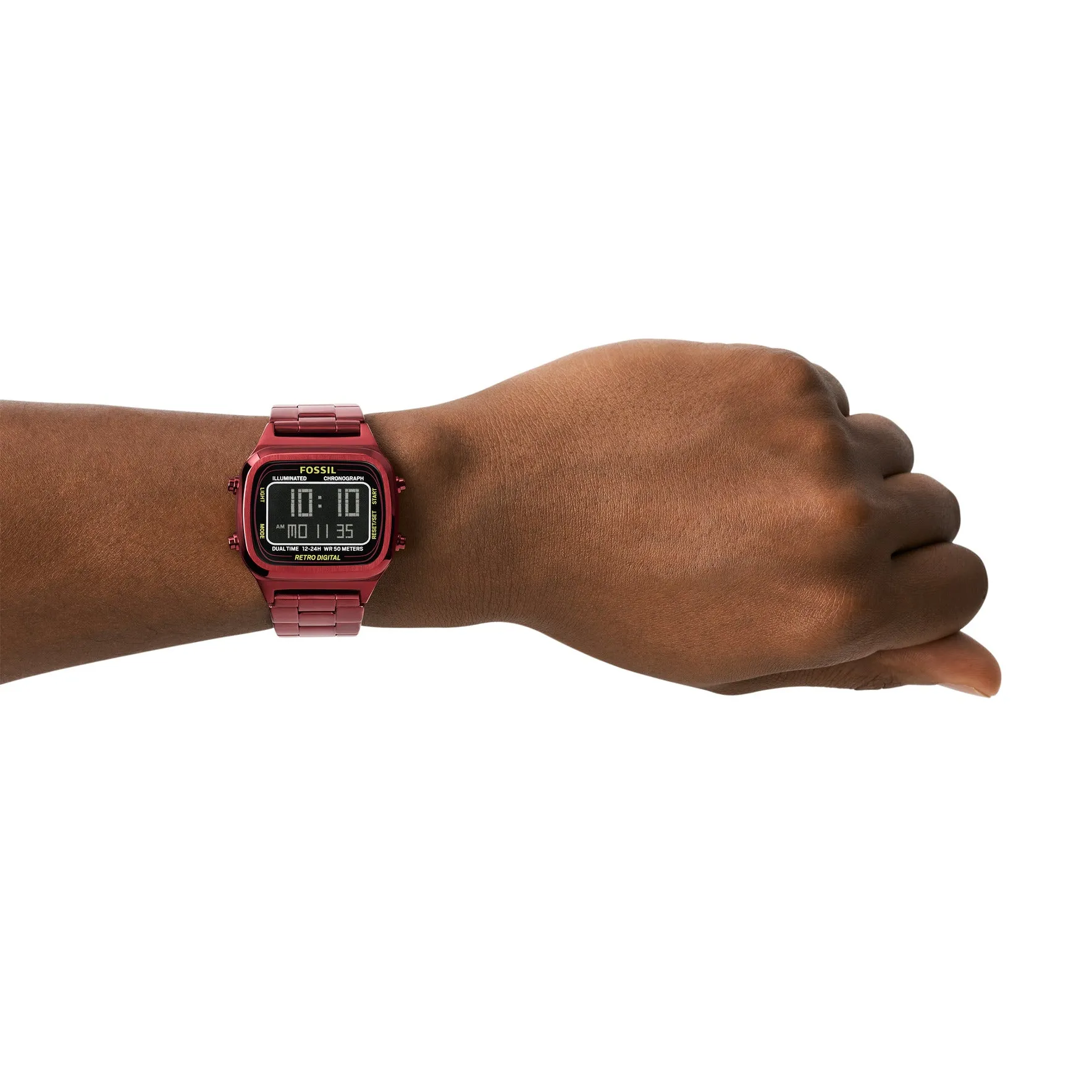 Retro Digital Pomegranate Red Stainless Steel Watch