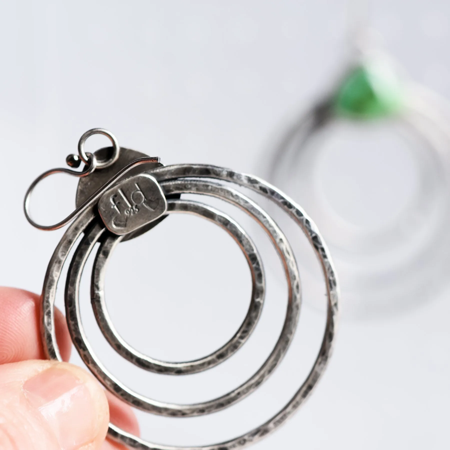 Ripple Hoops - Sterling Silver & Verde Valley Turquoise