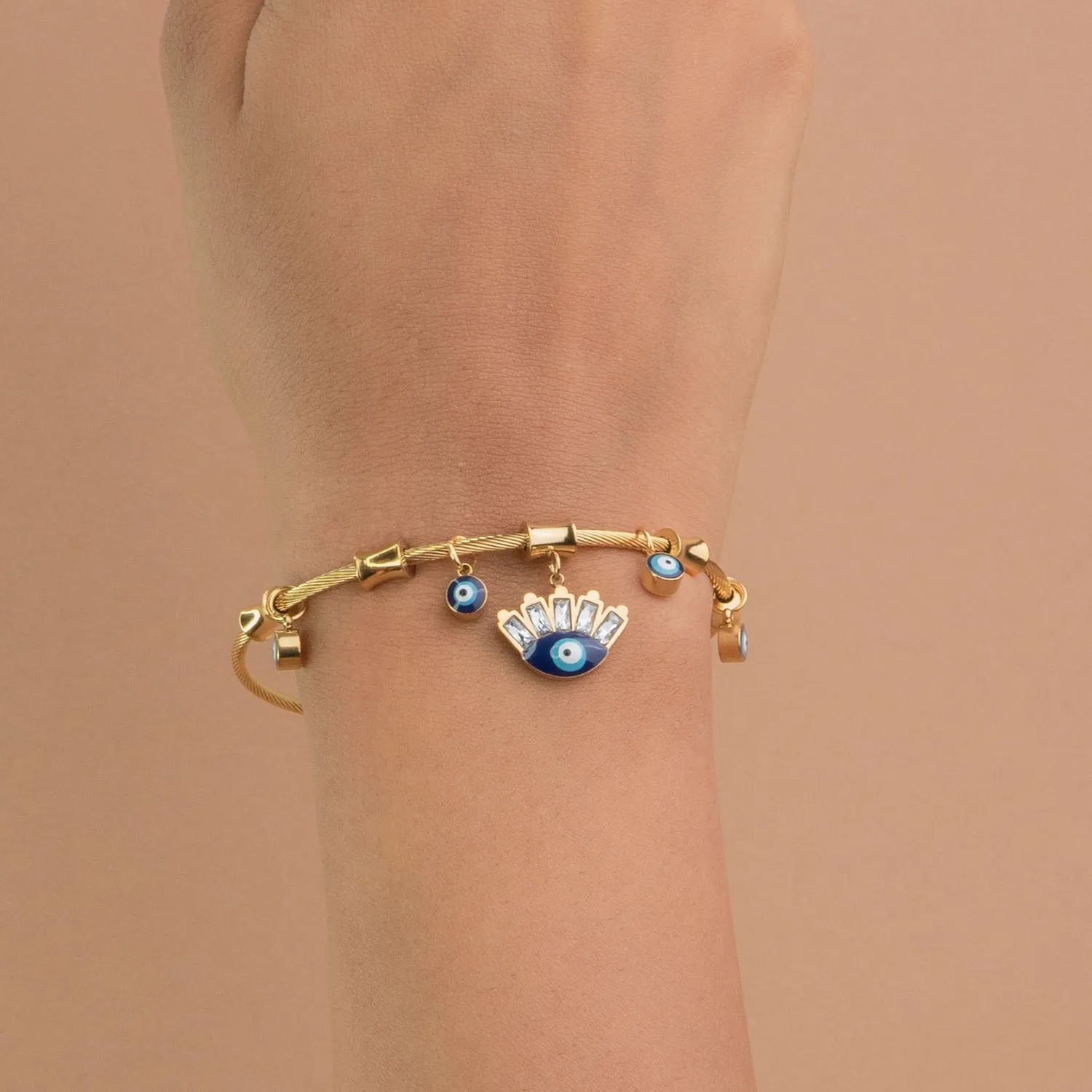Rose Gold Evil Eye Magnetic Charms Bracelet