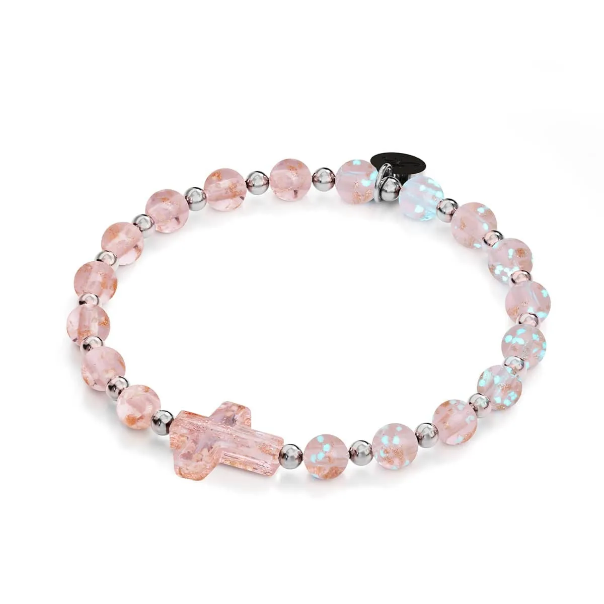 Rosewater | Silver | Firefly Glass Cross Bracelet
