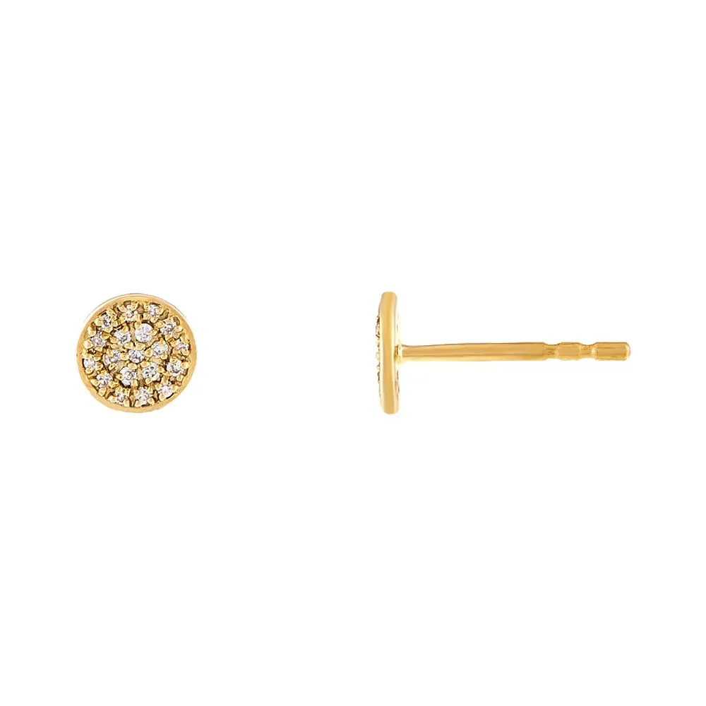 Round Pavé Disc Stud Earring