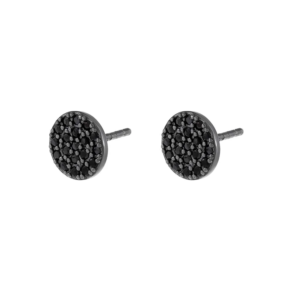 Round Pavé Disc Stud Earring