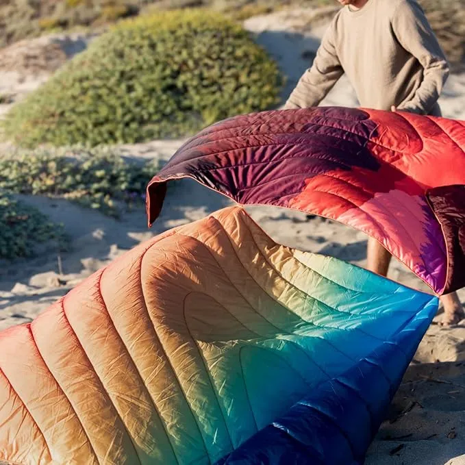Rumpl Original Puffy Blanket - Warm Puffy Camping Blanket, 100% Recycled Polyester Insulation, Lightweight, Packable, Water-Resistant, Outdoor Puffer Blanket, 52"x75", Cascade Fade