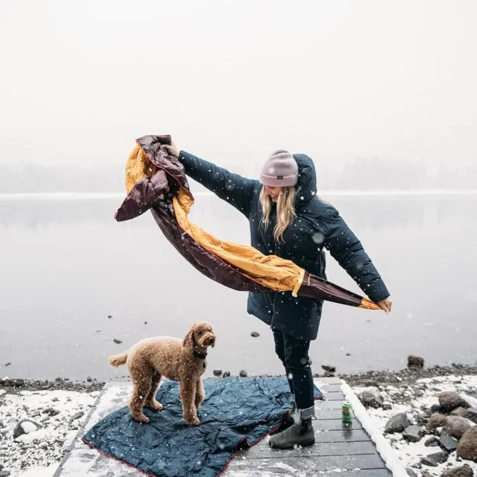 Rumpl Original Puffy Blanket - Warm Puffy Camping Blanket, 100% Recycled Polyester Insulation, Lightweight, Packable, Water-Resistant, Outdoor Puffer Blanket, 52"x75", Teton Dusk