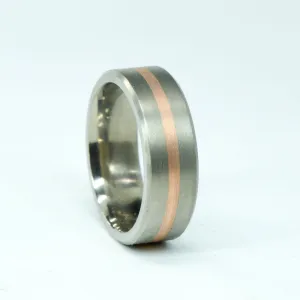 SALE RING -  Brushed Titanium, Rose Gold - Size 7.75