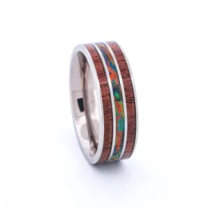SALE RING -  Titanium, Walnut, & German Black Opal - Size 11