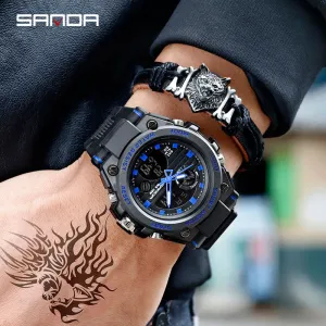 SANDA Casual Sport Men Watches Top Brand Luxury G Style Military Watch Waterproof Dual Display Digital Wristwatch montres homme