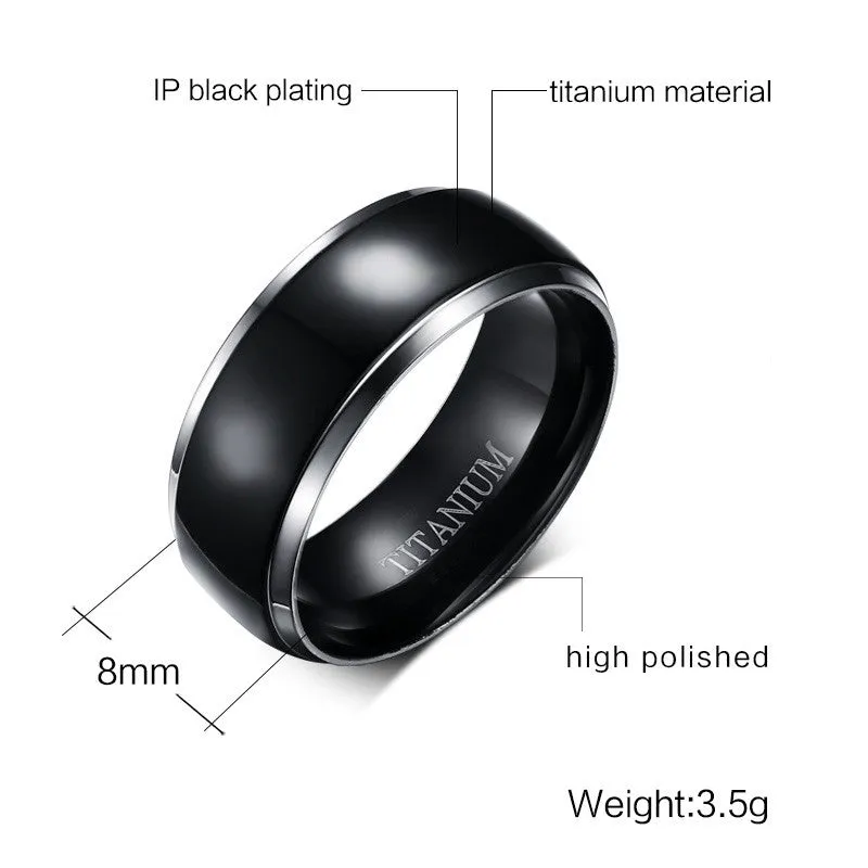 Sealth Cut Black Titanium Ring  Engagement Wedding