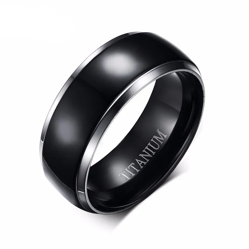 Sealth Cut Black Titanium Ring  Engagement Wedding