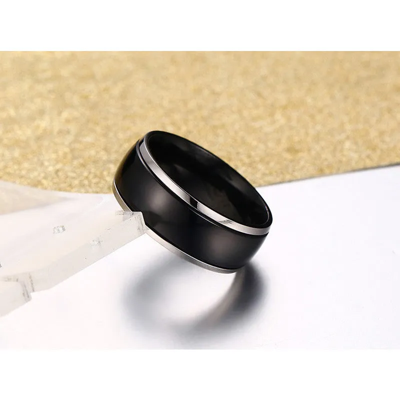 Sealth Cut Black Titanium Ring  Engagement Wedding