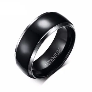 Sealth Cut Black Titanium Ring  Engagement Wedding