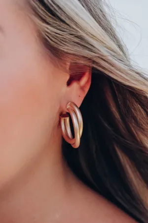 Sheba Twisted Hoop Earrings - Matte Gold