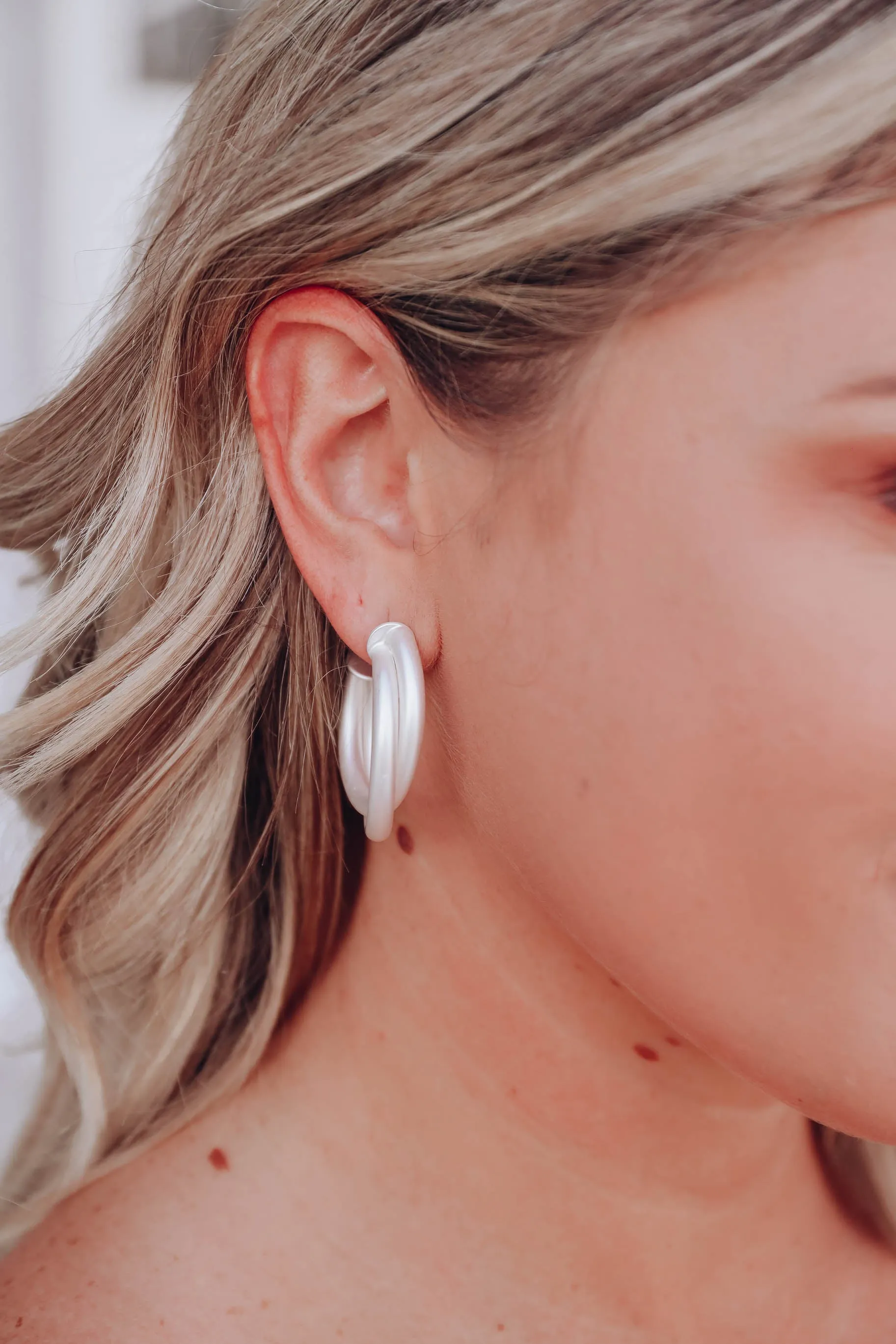 Sheba Twisted Hoop Earrings - Matte Silver