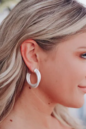 Sheba Twisted Hoop Earrings - Matte Silver