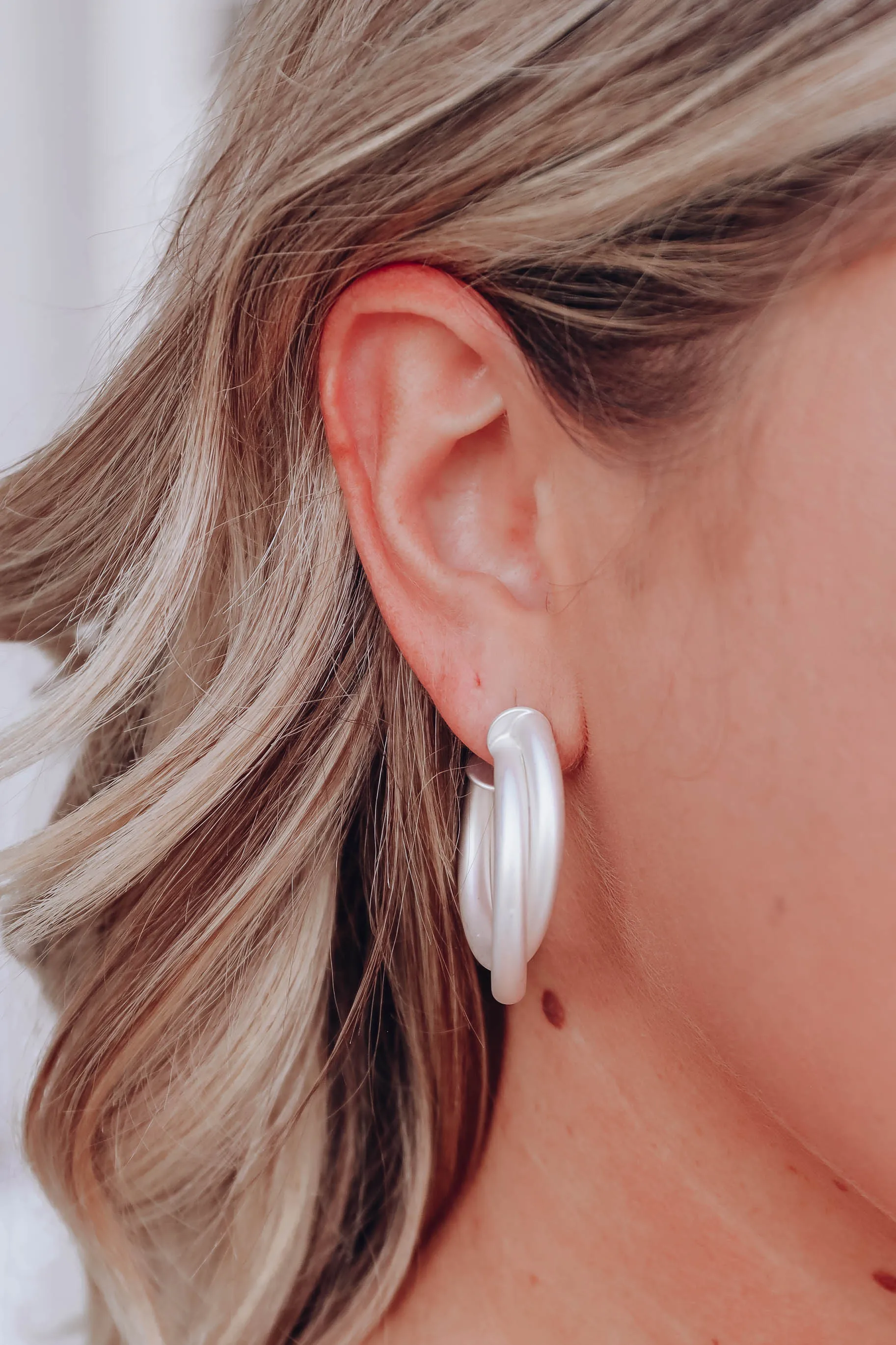 Sheba Twisted Hoop Earrings - Matte Silver