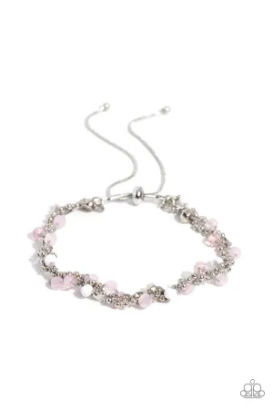 Show-Stopping Sass - Pink - Bead and White Seed Bead Paparazzi Lariat Bracelet